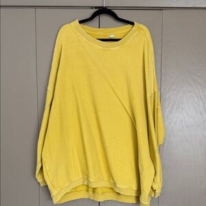 aerie Bright Yellow Ribbed Crewneck Sweater